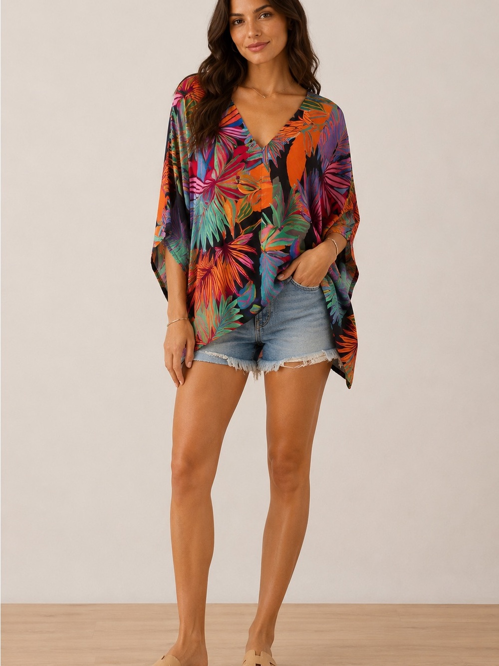 NWT Show Me Your Mumu Tropical Kimono Cover Up Small Colorful Resort